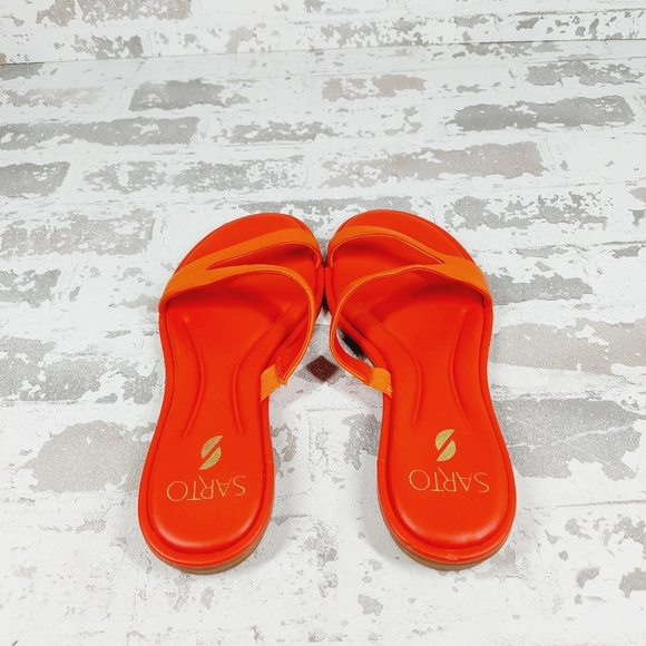 New Sarto By Franco Sarto Women's Red Leather Gwyneth Slide Flat Sandals V177 - Picture 6 of 12